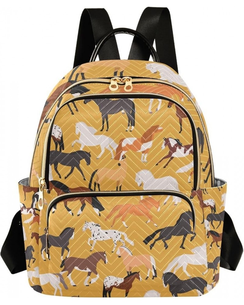 Women Backpack Horse Colorful Pattern Anti-Theft Travel Backpack with Luggage Belt Lightweight Handbag Lady Purse Roomy Doubl...