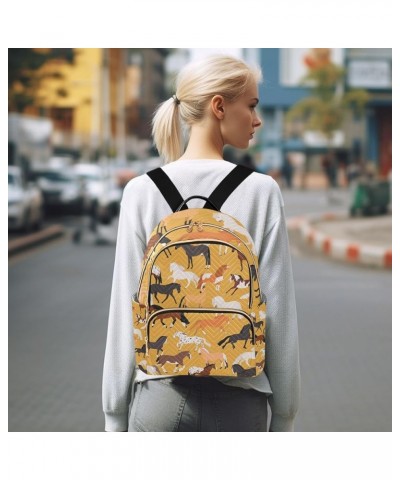 Women Backpack Horse Colorful Pattern Anti-Theft Travel Backpack with Luggage Belt Lightweight Handbag Lady Purse Roomy Doubl...