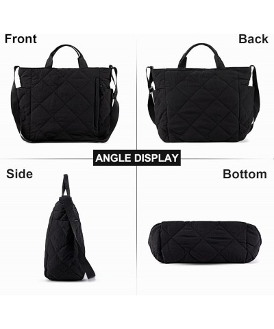 Quilted Tote Bag for Women Puffer Hobo Handbag Lightweight Quilted Padding Shoulder Bag Nylon Padded Crossbody Bag A01-black ...