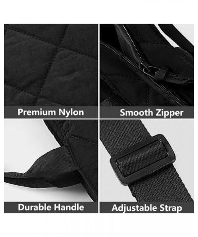 Quilted Tote Bag for Women Puffer Hobo Handbag Lightweight Quilted Padding Shoulder Bag Nylon Padded Crossbody Bag A01-black ...