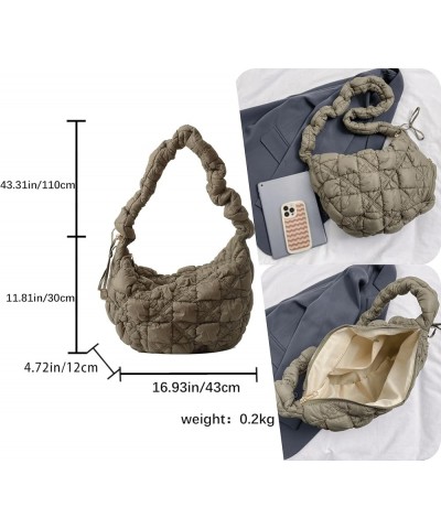 Quilted Puffer Shoulder Crossbody for Women Nylon Large Hobo Cotton Padded Handbag and Purses Lightweight Army Green $13.43 C...