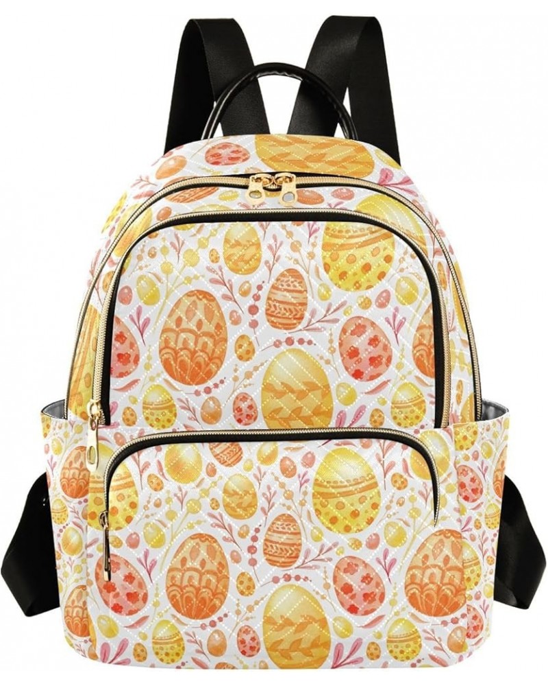 Easter Women Backpack Spring Flower Gold April Eggs Anti-Theft Travel Backpack Lightweight Handbag Roomy Weekend Bag Everyday...