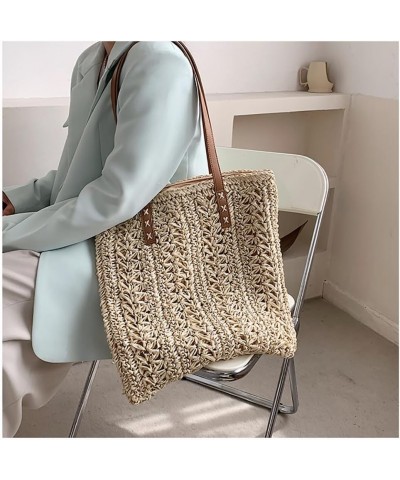 Retro Summer Tote Bag for Women Rattan Straw Bag Vintage Casual Hand-woven Summer Beach Handbag Clutch Purse Beige $10.24 Totes