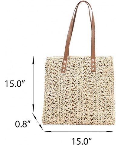 Retro Summer Tote Bag for Women Rattan Straw Bag Vintage Casual Hand-woven Summer Beach Handbag Clutch Purse Beige $10.24 Totes