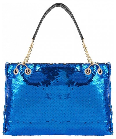 Women's Glitter Sequins Shoulder Tote Big Capacity Shimmer Shopping Bag Sparkling Handbag Purse X-blue $22.42 Totes