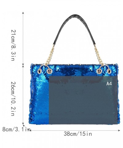 Women's Glitter Sequins Shoulder Tote Big Capacity Shimmer Shopping Bag Sparkling Handbag Purse X-blue $22.42 Totes