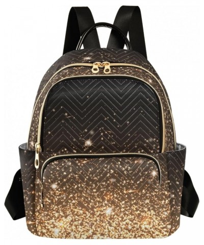 Backpack Purse for Women Golden Light Bling, Mini Fashion Backpack Fantasy Glitter Lightweight Casual Daypack Shoulder Bag Tr...