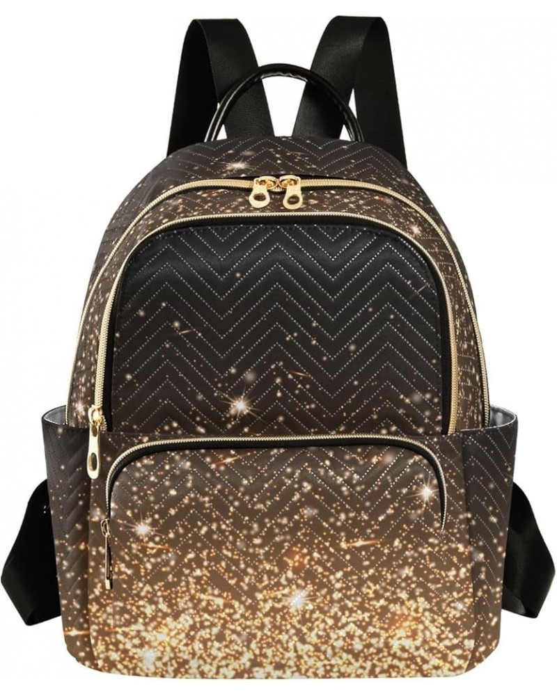 Backpack Purse for Women Golden Light Bling, Mini Fashion Backpack Fantasy Glitter Lightweight Casual Daypack Shoulder Bag Tr...