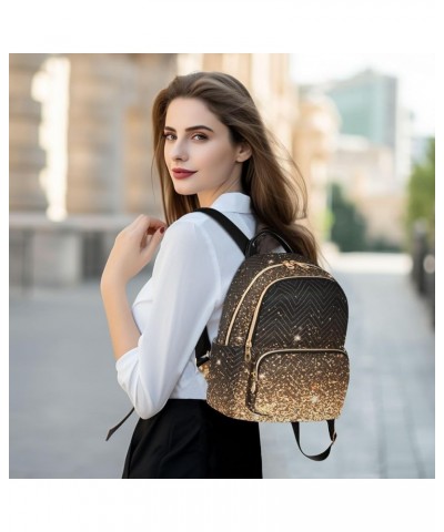 Backpack Purse for Women Golden Light Bling, Mini Fashion Backpack Fantasy Glitter Lightweight Casual Daypack Shoulder Bag Tr...