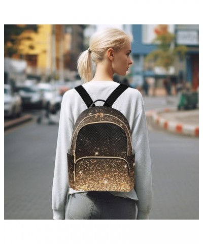 Backpack Purse for Women Golden Light Bling, Mini Fashion Backpack Fantasy Glitter Lightweight Casual Daypack Shoulder Bag Tr...