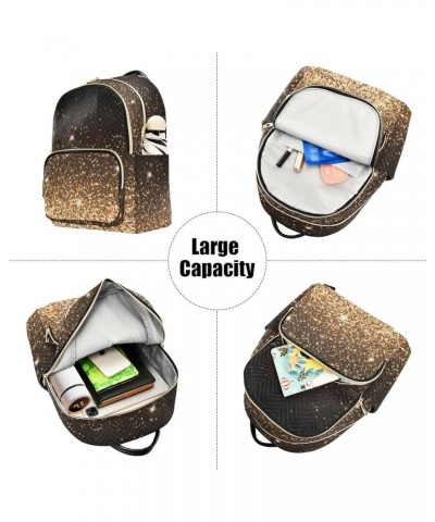 Backpack Purse for Women Golden Light Bling, Mini Fashion Backpack Fantasy Glitter Lightweight Casual Daypack Shoulder Bag Tr...