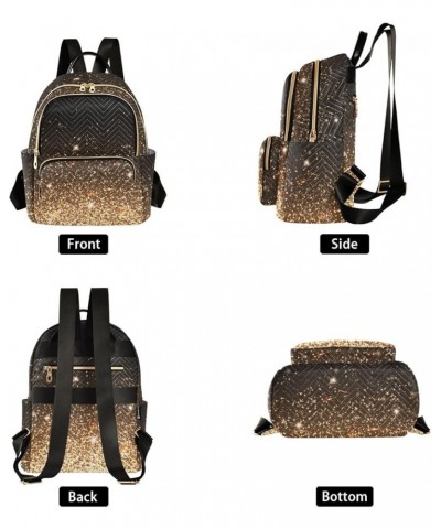 Backpack Purse for Women Golden Light Bling, Mini Fashion Backpack Fantasy Glitter Lightweight Casual Daypack Shoulder Bag Tr...