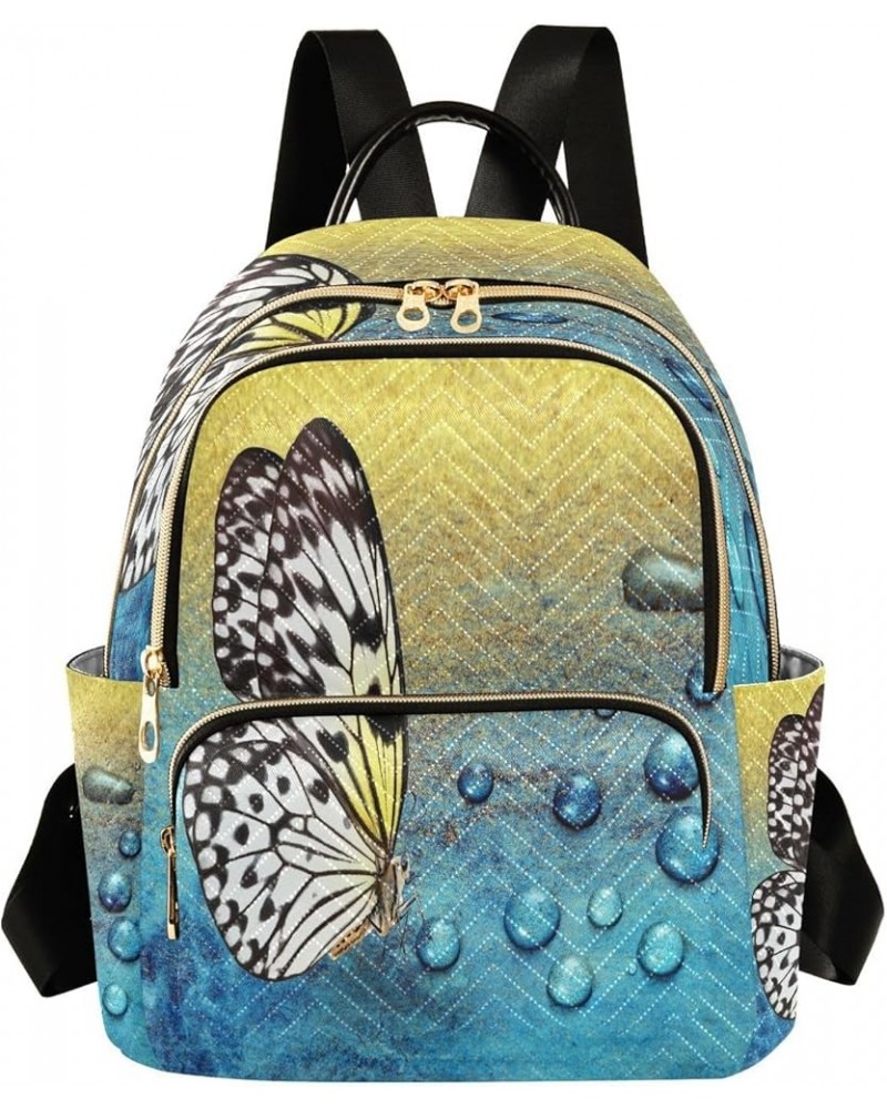 Yellow Black Butterfly Women's Backpack Purse Fashion Travel Anti Theft Backpack Casual Daypack for Work College,M Small $19....