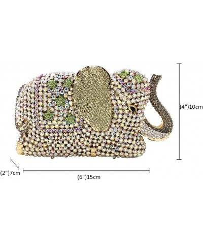 Women Evening-Bag Chain Rhinestone Luxury Clutch-Purse Wedding-Handbag Elephant M Gold $46.55 Evening Bags