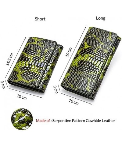 retro Fashion Serpentine Girl Wallet，green Female Genuine Leather Long Coin Purse，women Large Capacity Phone Cardholder Clutc...