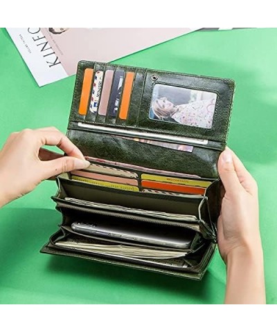 retro Fashion Serpentine Girl Wallet，green Female Genuine Leather Long Coin Purse，women Large Capacity Phone Cardholder Clutc...