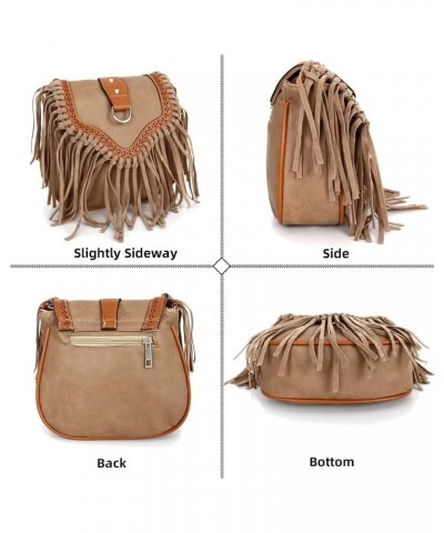 Crossbody Purse for Women Boho Bag with Tassel Vintage Hobo Bag Suede Fringe Bohemian Shoulder Handbag for Travel Sky Blue $3...