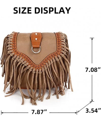 Crossbody Purse for Women Boho Bag with Tassel Vintage Hobo Bag Suede Fringe Bohemian Shoulder Handbag for Travel Sky Blue $3...