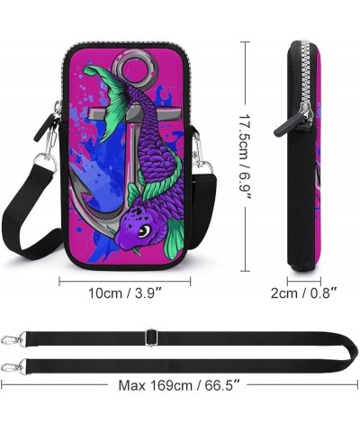 Passport, Credit Card Casual Phone Wallet - Anti-Theft Water Resistant Multifunctional Totebag Anchor And Blue Fish Art Wrist...