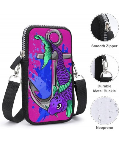 Passport, Credit Card Casual Phone Wallet - Anti-Theft Water Resistant Multifunctional Totebag Anchor And Blue Fish Art Wrist...