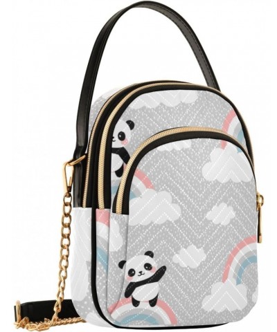 Cell Phone Purse Rainbow Panda Grey Crossbody Handbag Durable Shoulder Bag Sturdy Travel Pouch Compact Chic Bag for Women Eve...