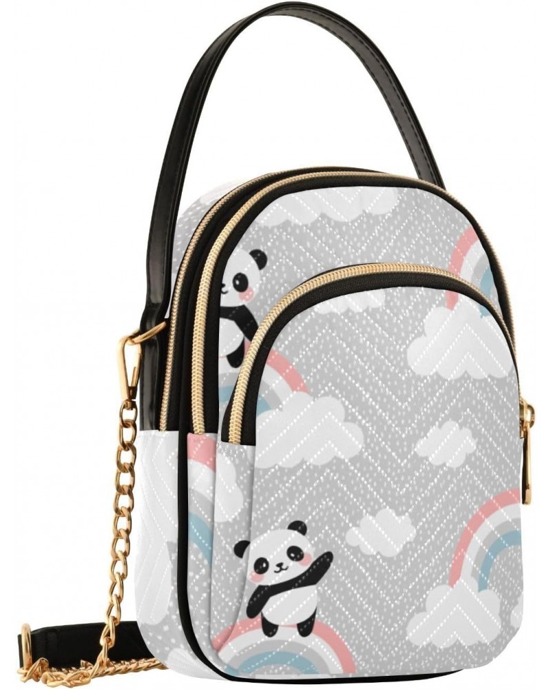 Cell Phone Purse Rainbow Panda Grey Crossbody Handbag Durable Shoulder Bag Sturdy Travel Pouch Compact Chic Bag for Women Eve...