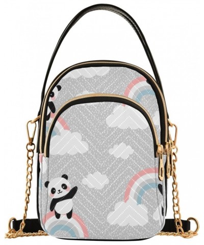 Cell Phone Purse Rainbow Panda Grey Crossbody Handbag Durable Shoulder Bag Sturdy Travel Pouch Compact Chic Bag for Women Eve...