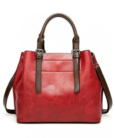 Women Satchel Bags Handle Shoulder Handbags and Purses Pockets Zipper PU Leather Crossbody Bags Red $22.08 Totes