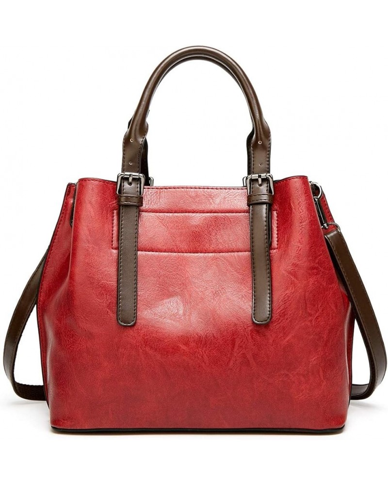 Women Satchel Bags Handle Shoulder Handbags and Purses Pockets Zipper PU Leather Crossbody Bags Red $22.08 Totes