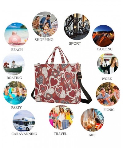 Womens Corduroy Tote Bag Abstract Hearts Red Floral Satchel Handbag with Pockets for Weekender Travel Gym Multi05 $15.12 Totes