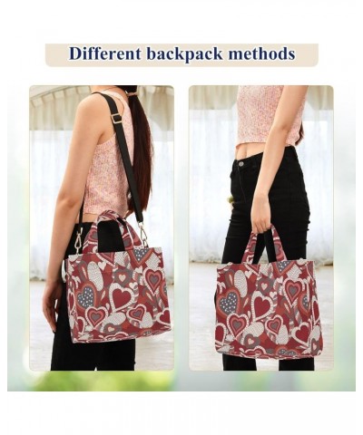 Womens Corduroy Tote Bag Abstract Hearts Red Floral Satchel Handbag with Pockets for Weekender Travel Gym Multi05 $15.12 Totes