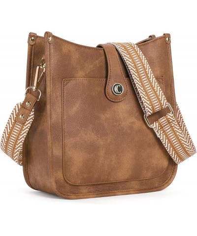 Crossbody Bags For Women Trendy Vegan Leather Purses For Women Shoulder Bag with Two Strap Two-tone Brown $12.80 Shoulder Bags