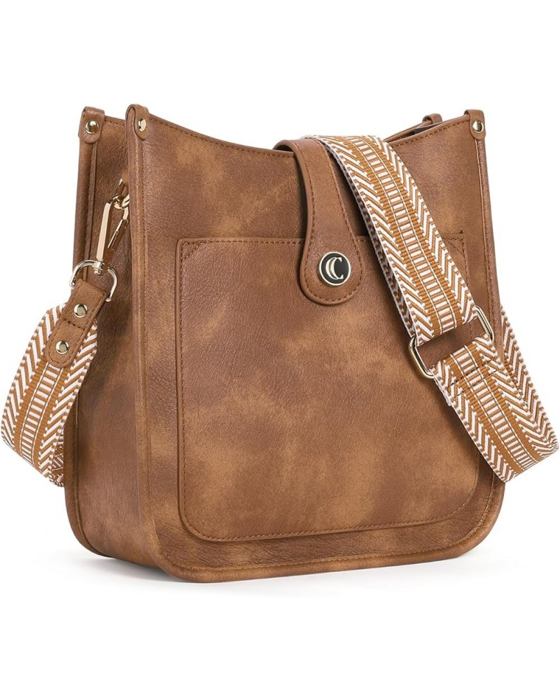 Crossbody Bags For Women Trendy Vegan Leather Purses For Women Shoulder Bag with Two Strap Two-tone Brown $12.80 Shoulder Bags