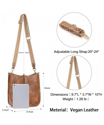 Crossbody Bags For Women Trendy Vegan Leather Purses For Women Shoulder Bag with Two Strap Two-tone Brown $12.80 Shoulder Bags