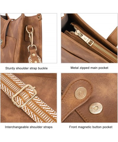 Crossbody Bags For Women Trendy Vegan Leather Purses For Women Shoulder Bag with Two Strap Two-tone Brown $12.80 Shoulder Bags