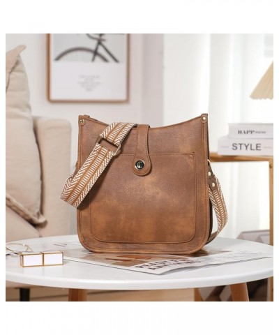 Crossbody Bags For Women Trendy Vegan Leather Purses For Women Shoulder Bag with Two Strap Two-tone Brown $12.80 Shoulder Bags