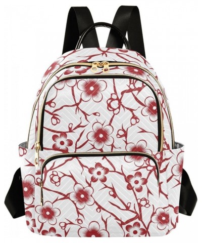 Red Cherry Blossom Floral Mini Backpack Purse for Women Travel Bag Fashion Daypack Back Pack Shoulder Bag Multicolor Medium $...