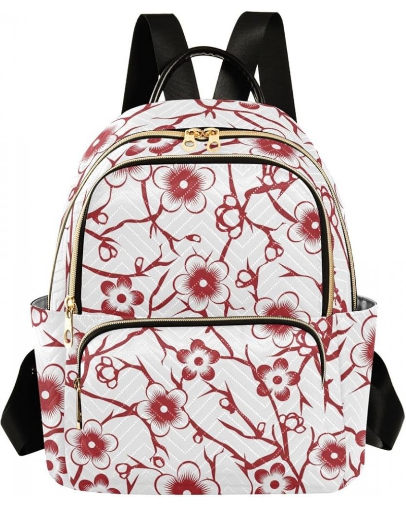 Red Cherry Blossom Floral Mini Backpack Purse for Women Travel Bag Fashion Daypack Back Pack Shoulder Bag Multicolor Medium $...