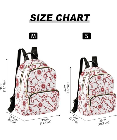 Red Cherry Blossom Floral Mini Backpack Purse for Women Travel Bag Fashion Daypack Back Pack Shoulder Bag Multicolor Medium $...