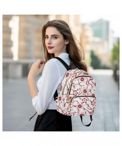 Red Cherry Blossom Floral Mini Backpack Purse for Women Travel Bag Fashion Daypack Back Pack Shoulder Bag Multicolor Medium $...