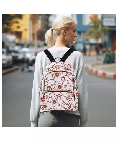 Red Cherry Blossom Floral Mini Backpack Purse for Women Travel Bag Fashion Daypack Back Pack Shoulder Bag Multicolor Medium $...