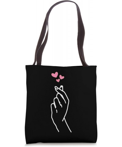 Korean Graphic Finger Heart Hand I Love You Kpop Merch K-pop Tote Bag $17.10 Totes