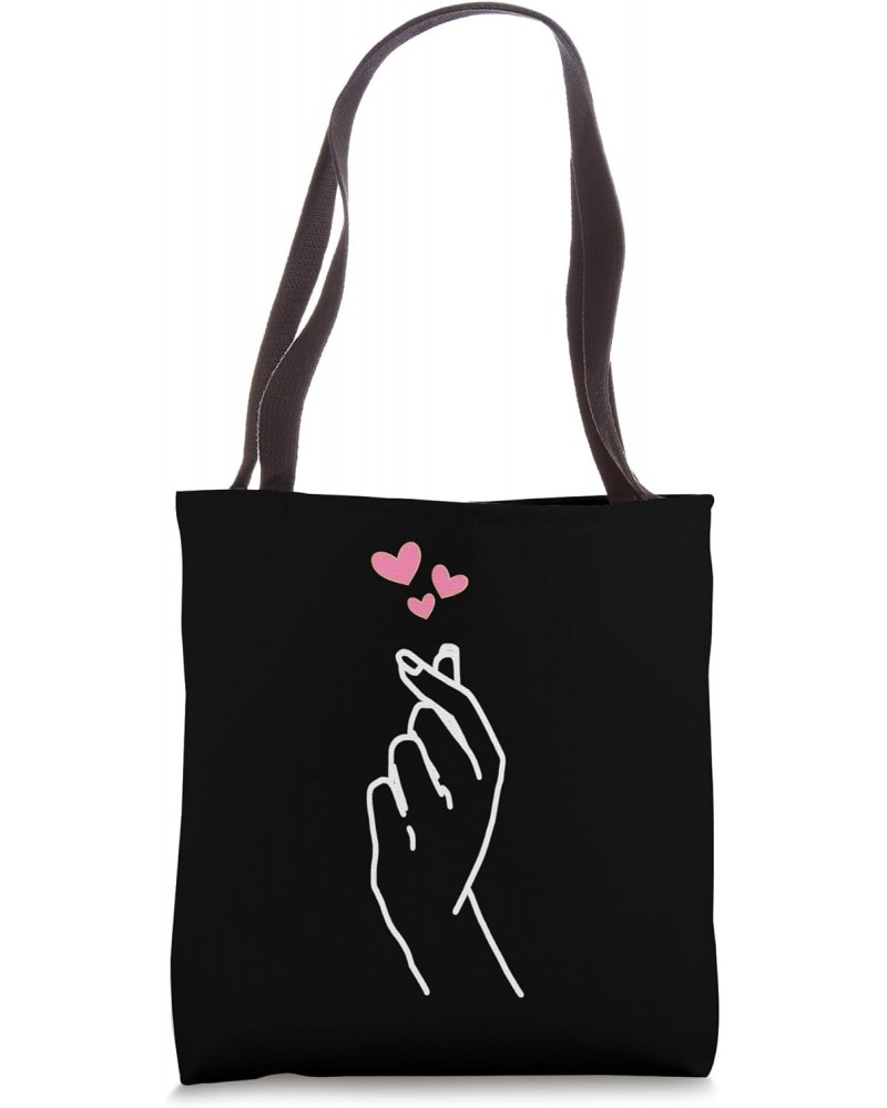 Korean Graphic Finger Heart Hand I Love You Kpop Merch K-pop Tote Bag $17.10 Totes