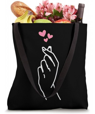 Korean Graphic Finger Heart Hand I Love You Kpop Merch K-pop Tote Bag $17.10 Totes