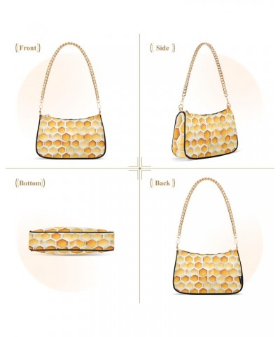 Honeycomb Pattern Clutch Shoulder Bag for Women, Hobo Tote Handbag with Gold Chain, Crossbody Bag with Zipper Closure $17.69 ...