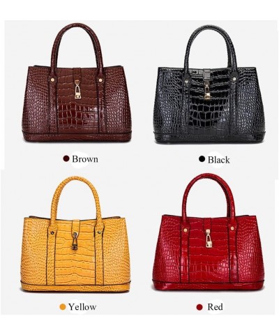 Women Handbag Fashion Crocodile Pattern Shoulder Bag Purple Wallet Card Hold 3-Piece Set Red $38.59 Totes