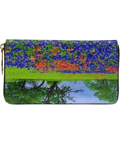 Leather Clutch Wallet Cell Phone Purse Fashion Wristlet Handbag For Women Men-Bluebonnet $23.58 Wristlets