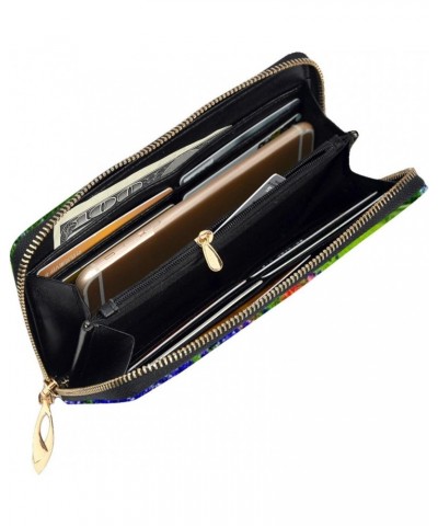 Leather Clutch Wallet Cell Phone Purse Fashion Wristlet Handbag For Women Men-Bluebonnet $23.58 Wristlets