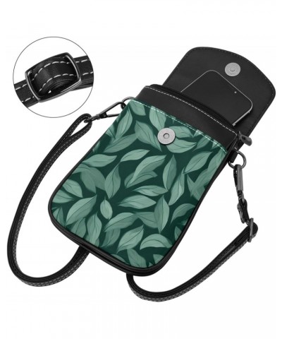 Faux Leather Crossbody Bag for Women, Messenger Bag, Shoulder Bag, green leaves seamless $11.60 Crossbody Bags