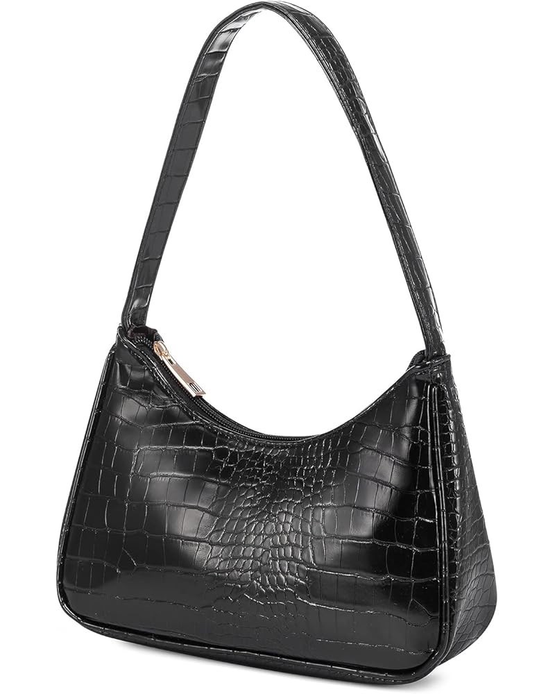 Shoulder Bag for Women, Small Purses Croc Pattern Clutch Purse Vegan Leather Little Purse Cute Mini Handbag Black $11.03 Shou...